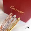 Cartier Narrow Style Diamond-Paved Bracelet, S925 Sterling Silver with Thick Gold Plating, Rose Gold/Gold/Platinum, Adjustable Fit, Celebrity-Inspired Design