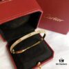 Cartier Narrow Style Diamond-Paved Bracelet, S925 Sterling Silver with Thick Gold Plating, Rose Gold/Gold/Platinum, Adjustable Fit, Celebrity-Inspired Design