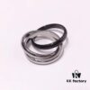 Cartier Trinity Black-Inlay Stainless Steel Smooth Ring