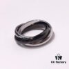 Cartier Trinity Black-Inlay Stainless Steel Smooth Ring