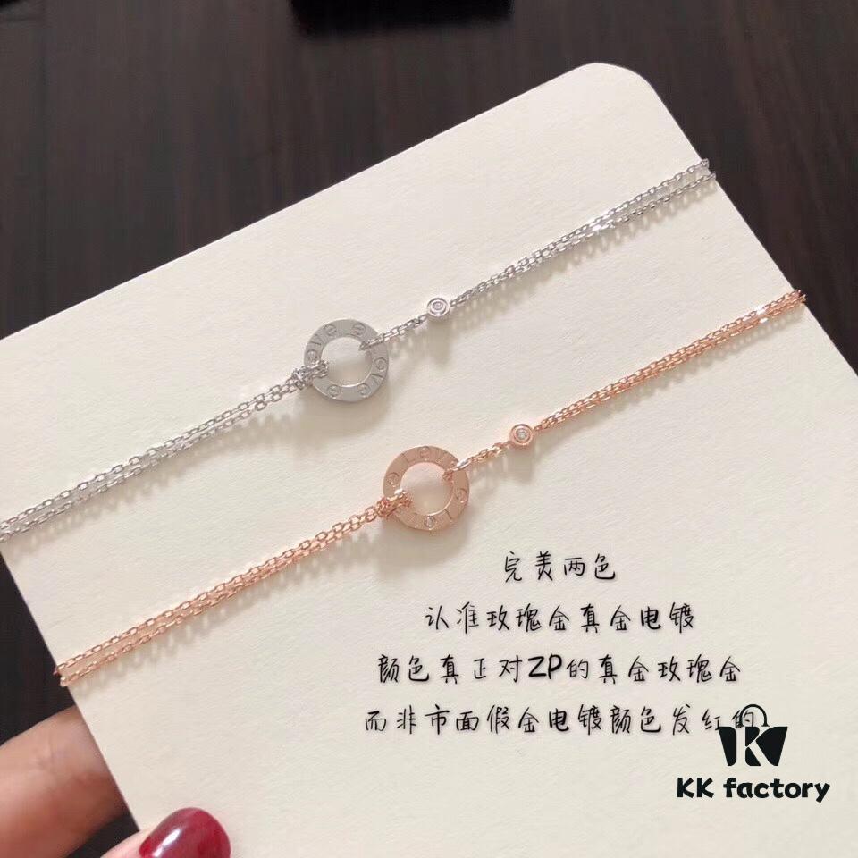 Cartier Z Necklace, Authentic Gold and Diamond Version, Love Collection, Exquisite Double-Layer Chain Design