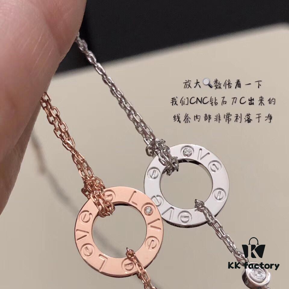 Cartier Z Necklace, Authentic Gold and Diamond Version, Love Collection, Exquisite Double-Layer Chain Design