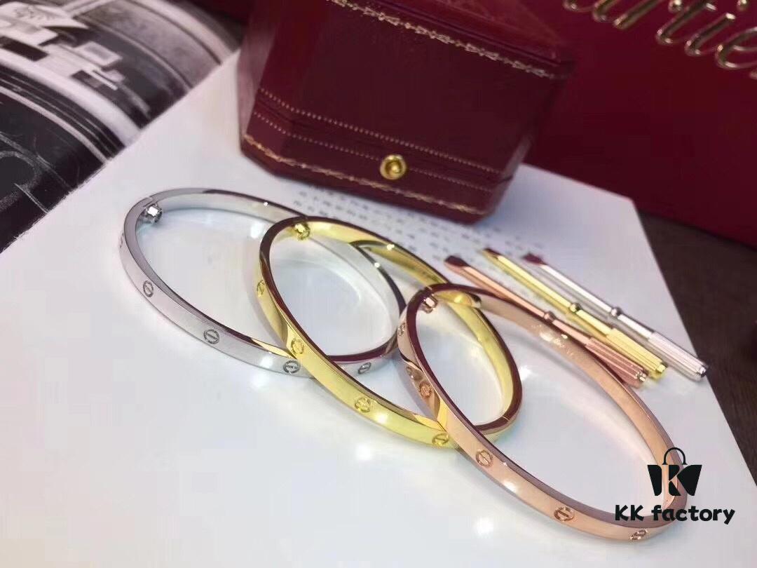 Top-Tier Purchased Cartier Love Bracelet – Newly Released Slim Design, 18K Rose/White Gold Plated, Imported High-Quality Alloy, Screw-Style Bracelet Without Diamonds