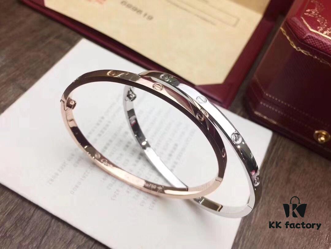 Top-Tier Purchased Cartier Love Bracelet – Newly Released Slim Design, 18K Rose/White Gold Plated, Imported High-Quality Alloy, Screw-Style Bracelet Without Diamonds
