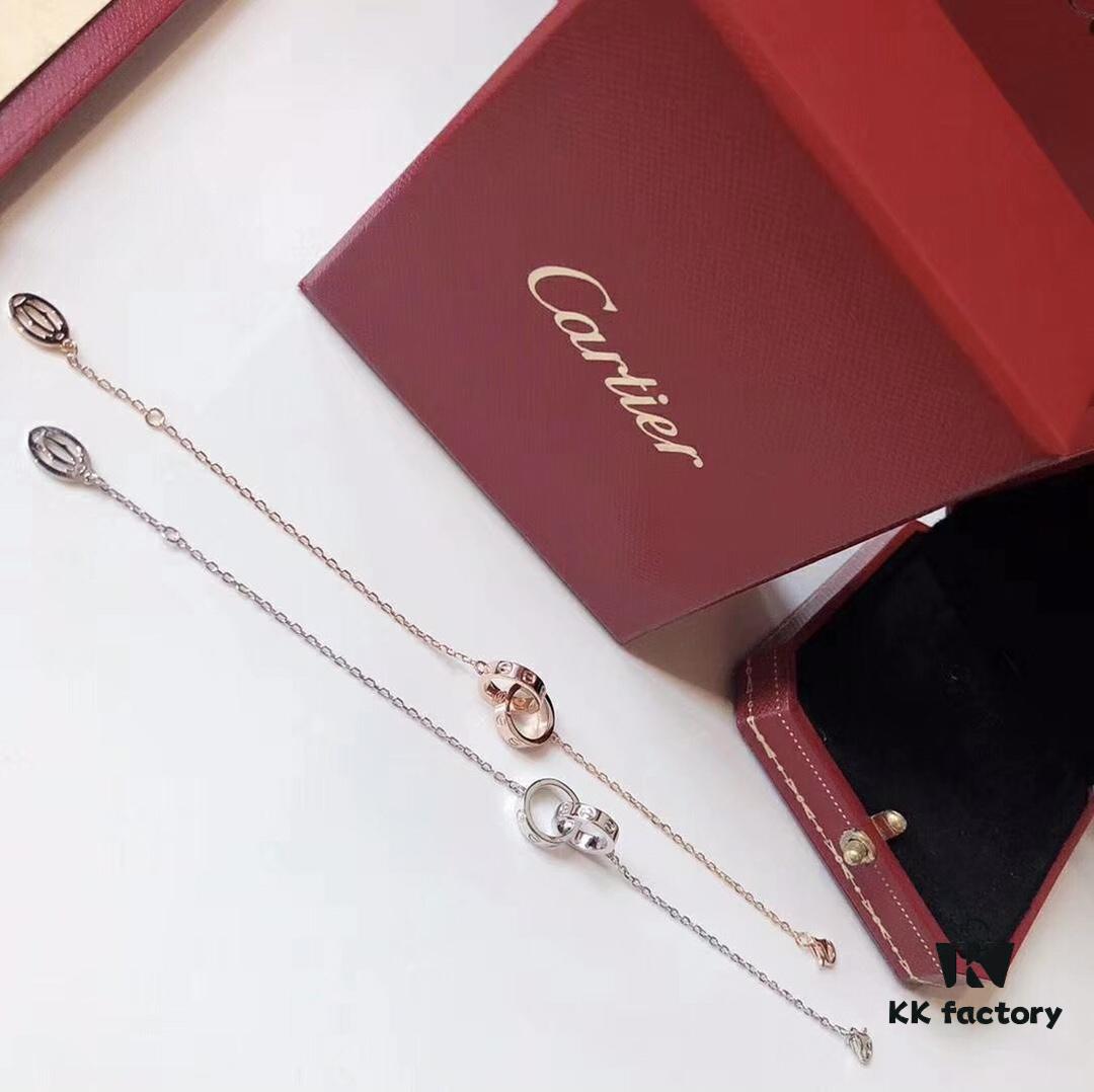 Cartier LOVE Series Screw Design Dual Ring Bracelet, High-End Custom Craftsmanship, Heavy-Duty S925 Silver Gold-Plated CNC Version, Classic and Timeless Design
