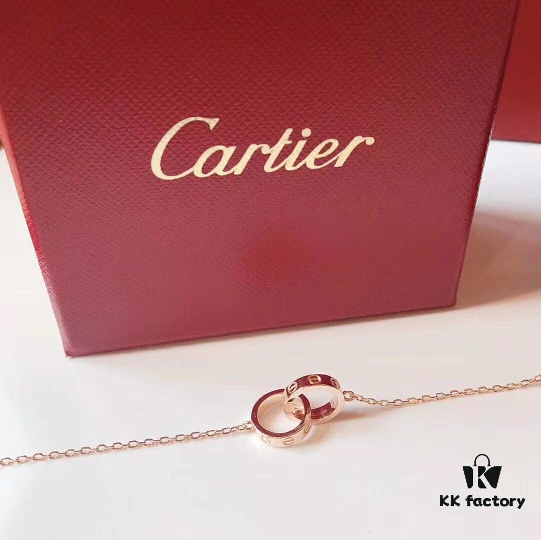 Cartier LOVE Series Screw Design Dual Ring Bracelet, High-End Custom Craftsmanship, Heavy-Duty S925 Silver Gold-Plated CNC Version, Classic and Timeless Design