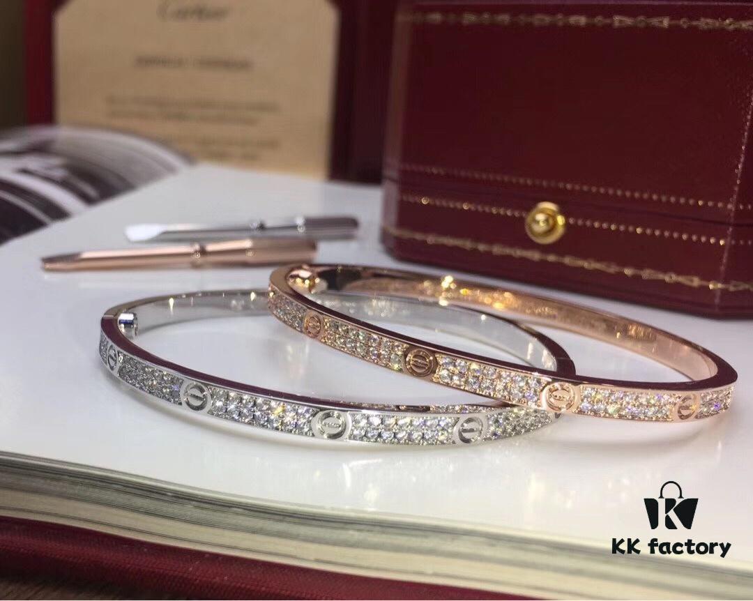 High-End Custom Cartier-Style Slim Bangle Bracelet, Fully Paved with Diamonds, Exquisite Craftsmanship