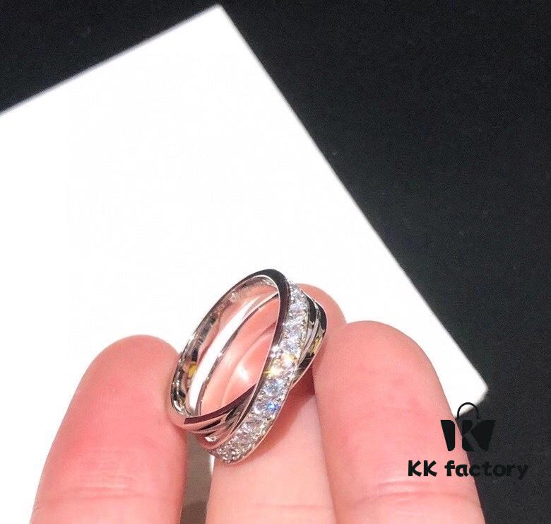 Hot Sale Celebrity Fashion Icon Same Style Cartier Etincelle De Series Cross Diamond Ring German Imported 925 Sterling Silver Micro-Pave High-Carbon Diamonds 1:1 Craftsmanship Original Logo Extremely Eye-Catching Super Bling