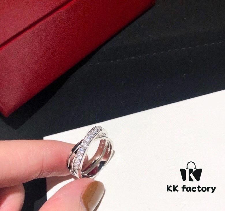 Hot Sale Celebrity Fashion Icon Same Style Cartier Etincelle De Series Cross Diamond Ring German Imported 925 Sterling Silver Micro-Pave High-Carbon Diamonds 1:1 Craftsmanship Original Logo Extremely Eye-Catching Super Bling