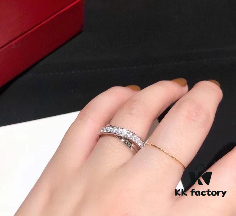 Hot Sale Celebrity Fashion Icon Same Style Cartier Etincelle De Series Cross Diamond Ring German Imported 925 Sterling Silver Micro-Pave High-Carbon Diamonds 1:1 Craftsmanship Original Logo Extremely Eye-Catching Super Bling