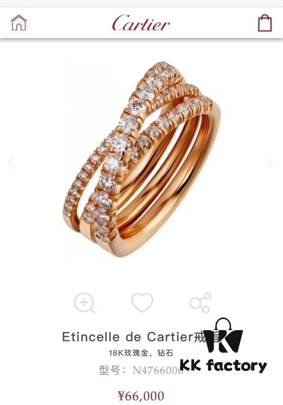 Cartier 2020 New Arrival Cross Three-Row Diamond Ring, a Timeless Design, Simple and Elegant, Versatile and Sophisticated, Crafted with Premium German Imported S925 Sterling Silver Plated with Thick Gold