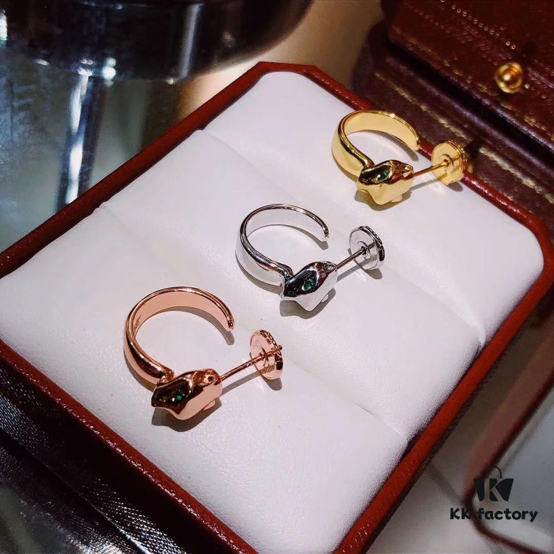 Seiko Version 👼 Cartier Panther Head Earrings 🎈 Latest Hot-Selling Cartier Leopard Green Emerald Studs