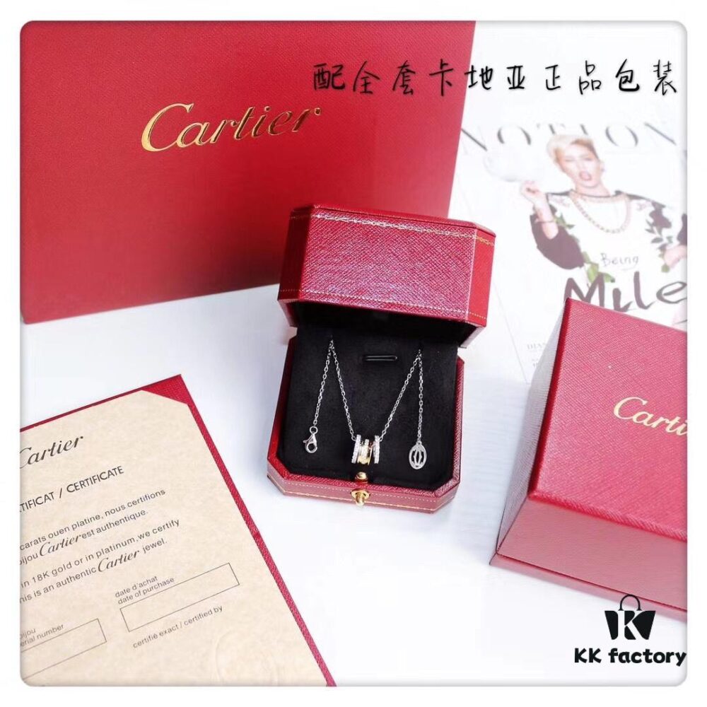 Cartier-style Classic Three-Ring Adjustable Necklace S925 Sterling Silver Plated 18K Real Gold with Imported Simulated Diamonds, Luxury Dual-Tone Plating, Detachable for Versatile Styling