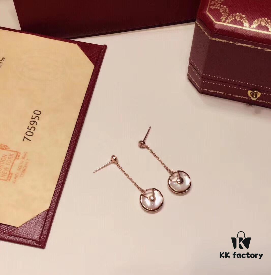 Cartier-Style High-End Double-Sided Pendant Stud Earrings, 925 Sterling Silver with Red, White, and Black Gemstones, Symbolizing Different Love Messages, Available in Rose Gold, White Gold, and Yellow Gold