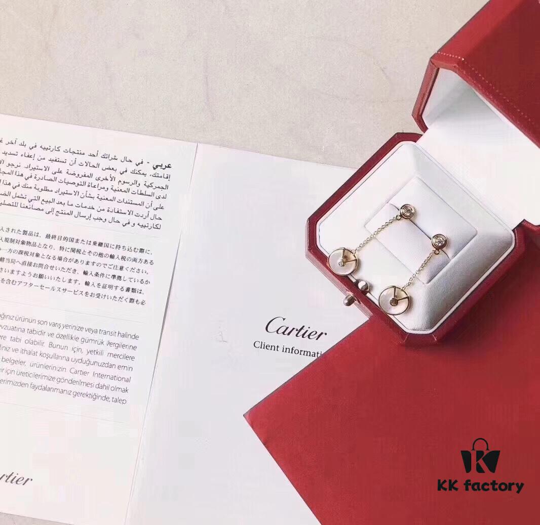 Cartier-Style High-End Double-Sided Pendant Stud Earrings, 925 Sterling Silver with Red, White, and Black Gemstones, Symbolizing Different Love Messages, Available in Rose Gold, White Gold, and Yellow Gold