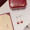 Cartier-Style High-End Double-Sided Pendant Stud Earrings, 925 Sterling Silver with Red, White, and Black Gemstones, Symbolizing Different Love Messages, Available in Rose Gold, White Gold, and Yellow Gold