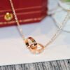 Classic Bestseller CARTIER Love Series Double Ring Necklace CNC Precision Crafted Plated Gold Tone