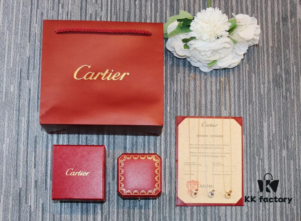 Classic Bestseller CARTIER Love Series Double Ring Necklace CNC Precision Crafted Plated Gold Tone