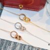 Classic Bestseller CARTIER Love Series Double Ring Necklace CNC Precision Crafted Plated Gold Tone