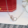 Classic Bestseller - CNC Precision Crafted CARTIER LOVE Series Diamond Double Ring Necklace