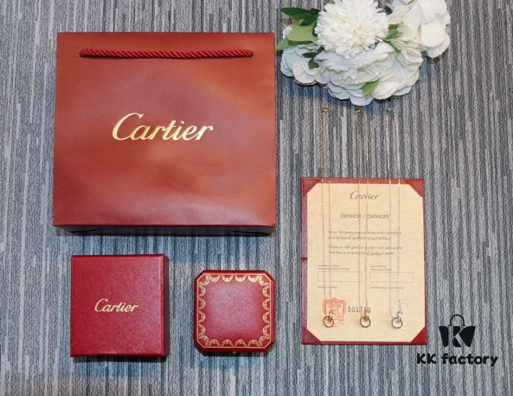 Classic Bestseller - CNC Precision Crafted CARTIER LOVE Series Diamond Double Ring Necklace