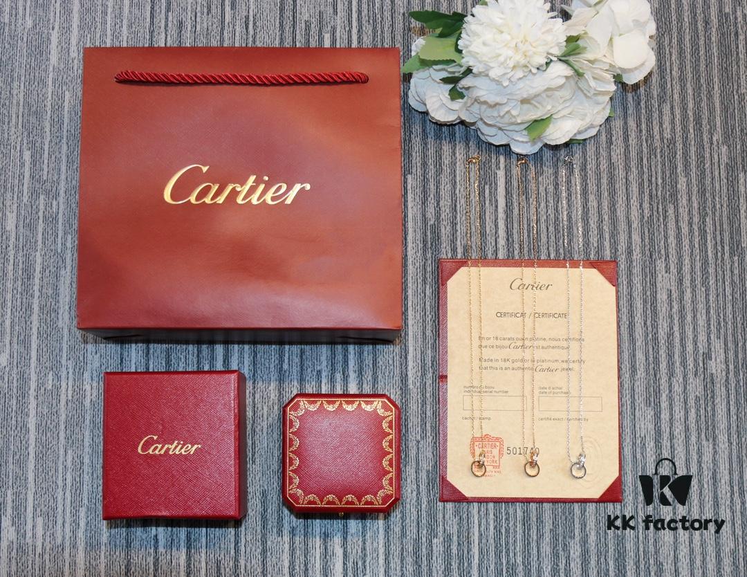 Classic Bestseller - CNC Precision Crafted CARTIER LOVE Series Diamond Double Ring Necklace