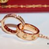 Classic Bestseller - CNC Precision Crafted CARTIER LOVE Series Diamond Double Ring Necklace