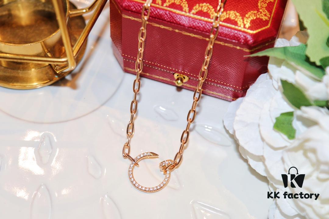 Latest Muse Jiang Shuying Same Style Cartier New Curb Chain Necklace Hollow Link Chain Original Proportion Major Celebrities' Same Style Precision Craftsmanship German Imported S925 Sterling Silver Plated 14K Gold Rose Gold Platinum Double-Sided Wear