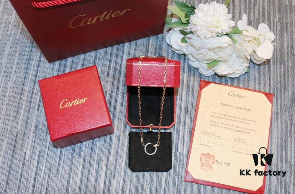 Latest Muse Jiang Shuying Same Style Cartier New Curb Chain Necklace Hollow Link Chain Original Proportion Major Celebrities' Same Style Precision Craftsmanship German Imported S925 Sterling Silver Plated 14K Gold Rose Gold Platinum Double-Sided Wear