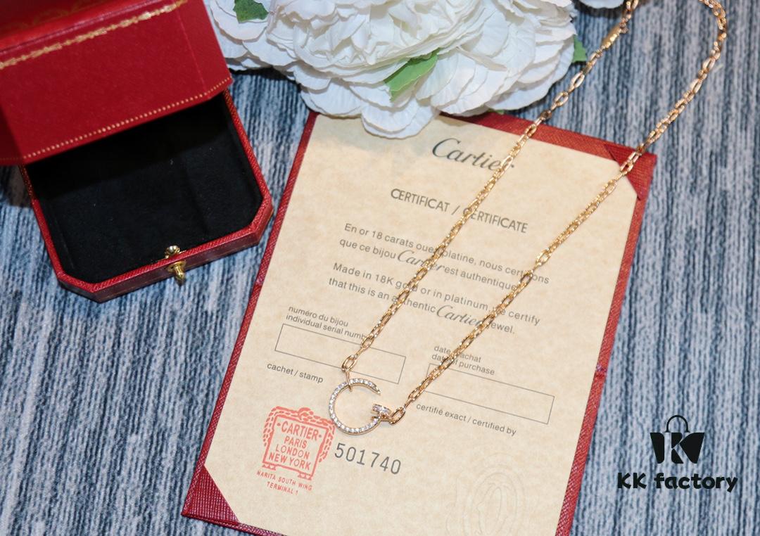 Latest Muse Jiang Shuying Same Style Cartier New Curb Chain Necklace Hollow Link Chain Original Proportion Major Celebrities' Same Style Precision Craftsmanship German Imported S925 Sterling Silver Plated 14K Gold Rose Gold Platinum Double-Sided Wear