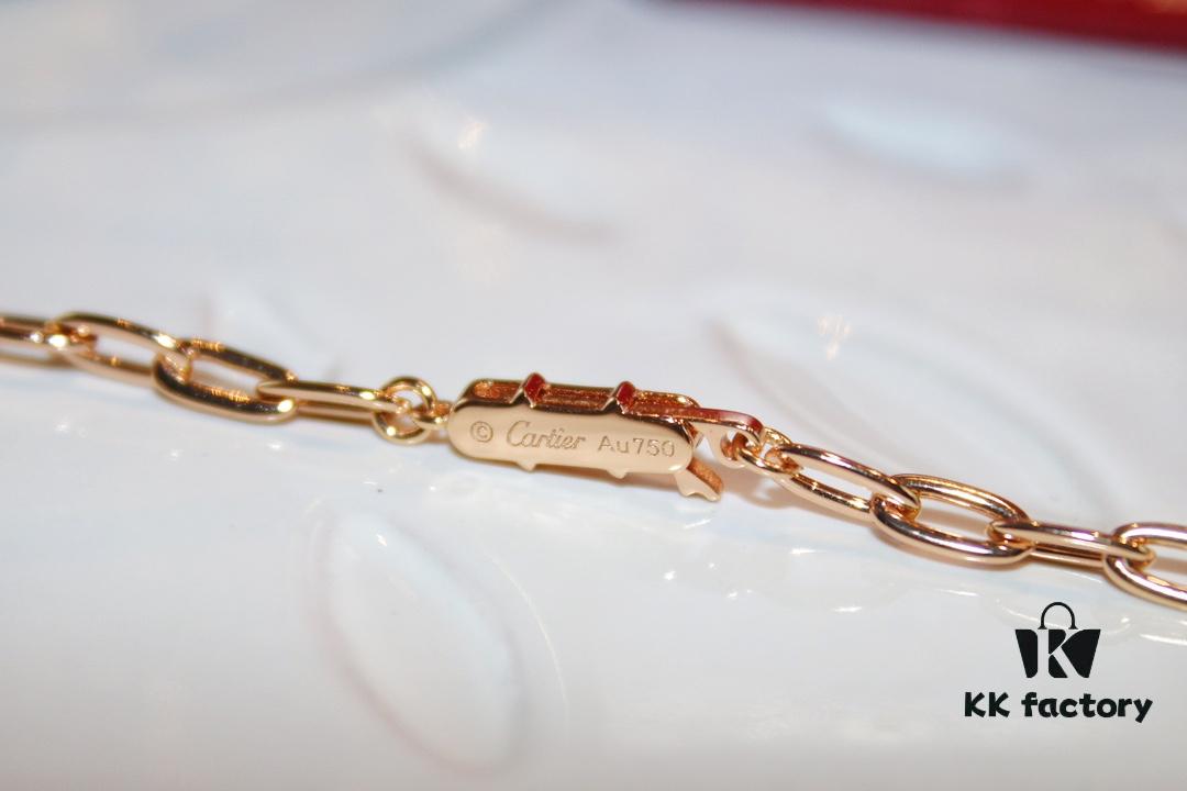 Latest Muse Jiang Shuying Same Style Cartier New Curb Chain Necklace Hollow Link Chain Original Proportion Major Celebrities' Same Style Precision Craftsmanship German Imported S925 Sterling Silver Plated 14K Gold Rose Gold Platinum Double-Sided Wear