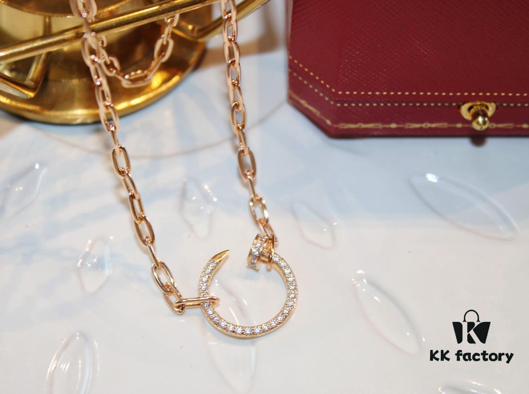 Latest Muse Jiang Shuying Same Style Cartier New Curb Chain Necklace Hollow Link Chain Original Proportion Major Celebrities' Same Style Precision Craftsmanship German Imported S925 Sterling Silver Plated 14K Gold Rose Gold Platinum Double-Sided Wear