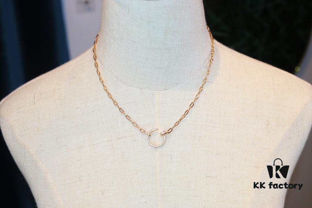 Latest Muse Jiang Shuying Same Style Cartier New Curb Chain Necklace Hollow Link Chain Original Proportion Major Celebrities' Same Style Precision Craftsmanship German Imported S925 Sterling Silver Plated 14K Gold Rose Gold Platinum Double-Sided Wear