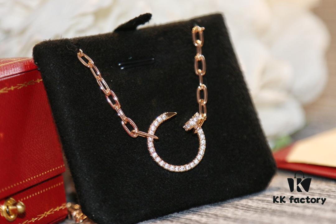 Latest Muse Jiang Shuying Same Style Cartier New Curb Chain Necklace Hollow Link Chain Original Proportion Major Celebrities' Same Style Precision Craftsmanship German Imported S925 Sterling Silver Plated 14K Gold Rose Gold Platinum Double-Sided Wear