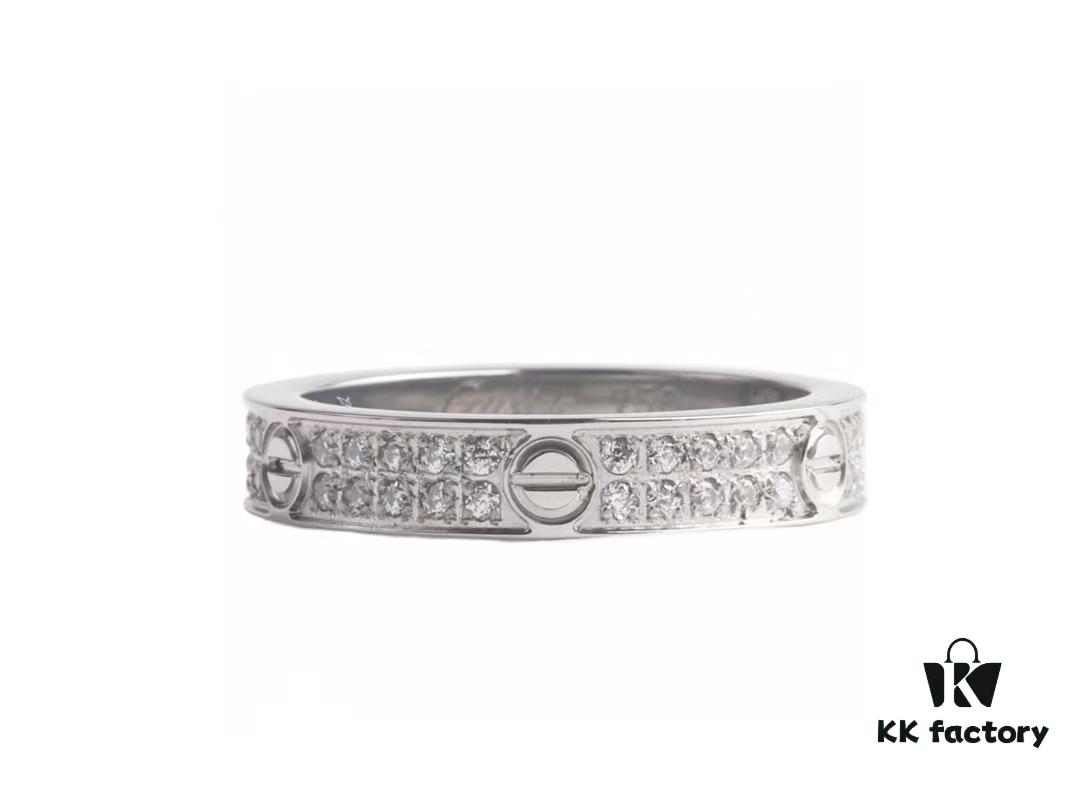 Cartier Screw Ring Pair, Full Diamond Set, CMC Craftsmanship, Simple and Stylish, Timeless Classic Design