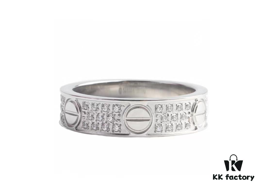 Cartier Screw Ring Pair, Full Diamond Set, CMC Craftsmanship, Simple and Stylish, Timeless Classic Design