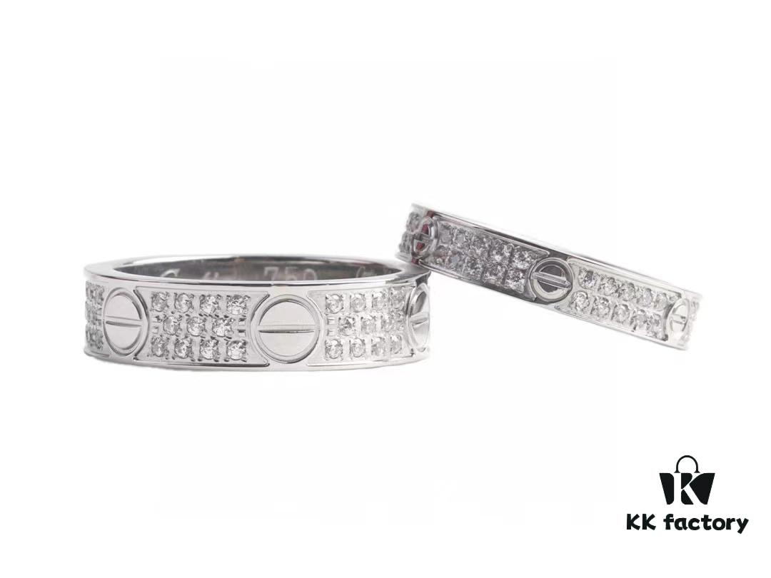 Cartier Screw Ring Pair, Full Diamond Set, CMC Craftsmanship, Simple and Stylish, Timeless Classic Design