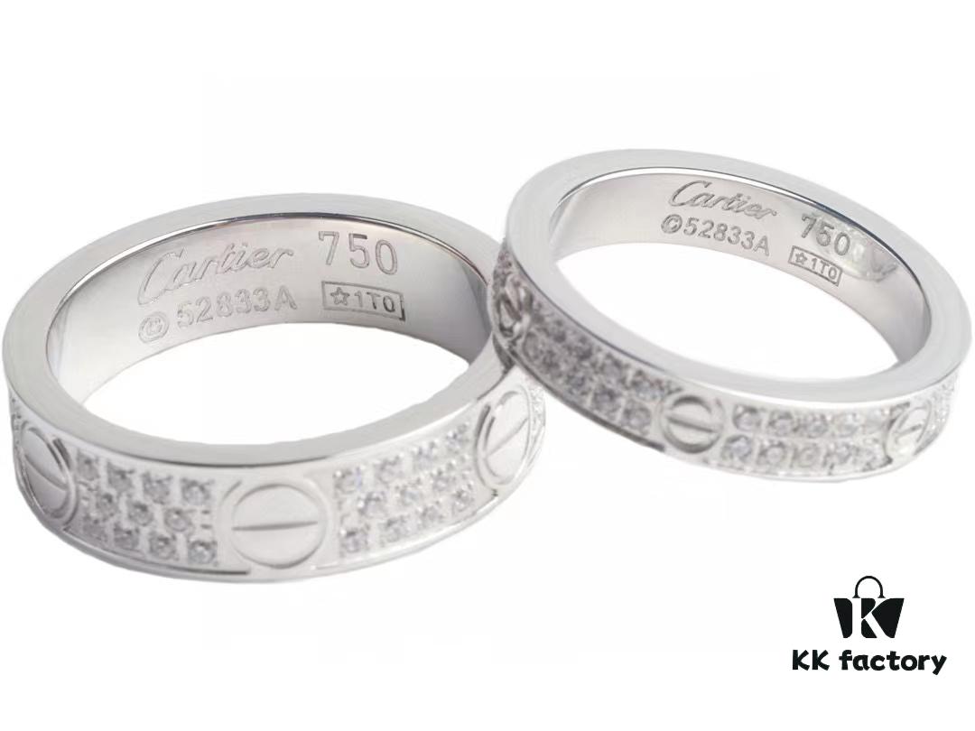 Cartier Screw Ring Pair, Full Diamond Set, CMC Craftsmanship, Simple and Stylish, Timeless Classic Design