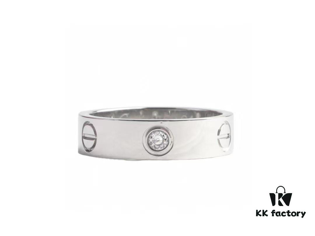 Cartier Screw Ring with Three Diamonds, CMC Craftsmanship, Simple and Stylish, Timeless Classic Design