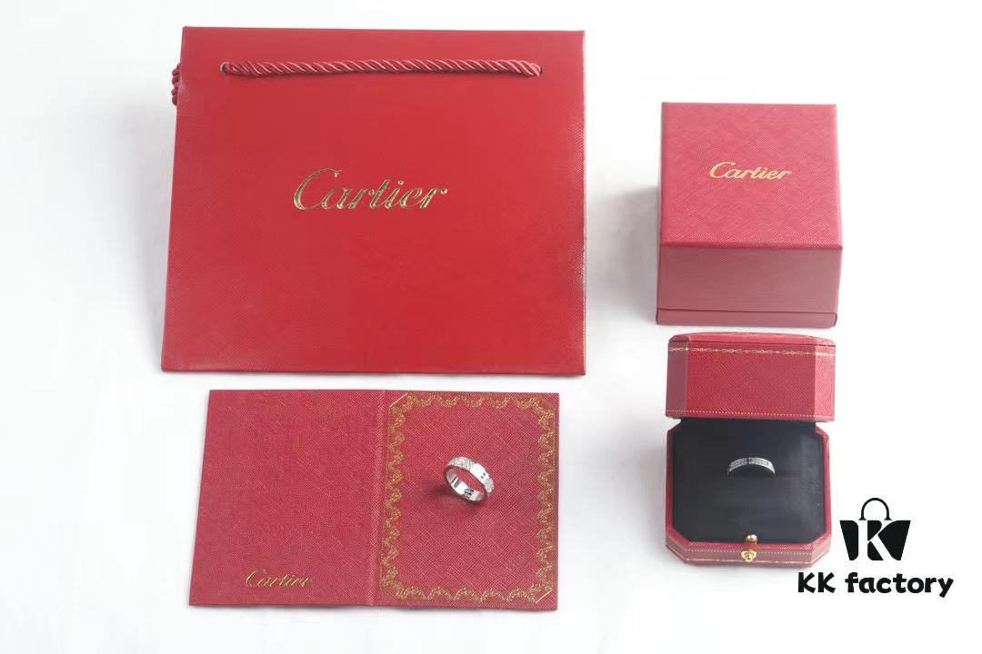 Cartier Screw Ring Pair, Full Diamond Set, CMC Craftsmanship, Simple and Stylish, Timeless Classic Design