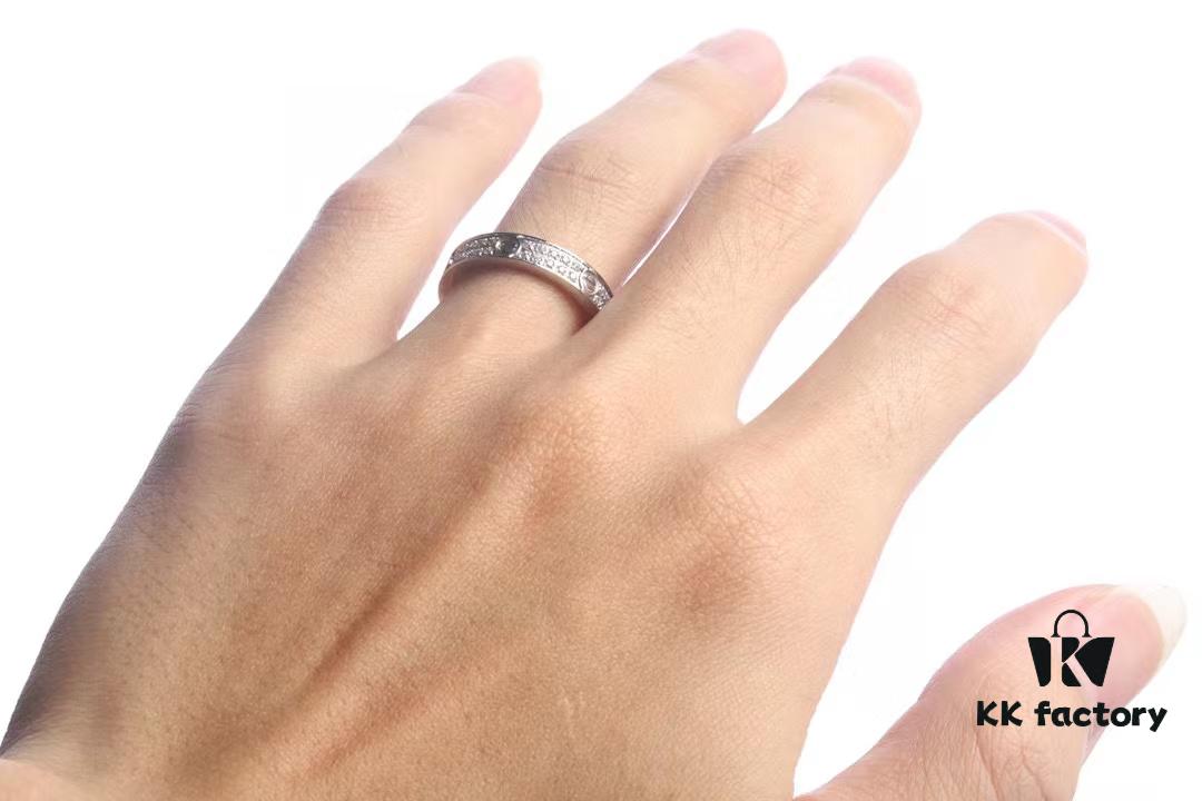 Cartier Screw Ring Pair, Full Diamond Set, CMC Craftsmanship, Simple and Stylish, Timeless Classic Design