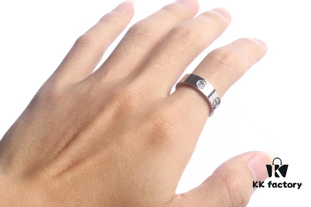 Cartier Screw Ring with Three Diamonds, CMC Craftsmanship, Simple and Stylish, Timeless Classic Design