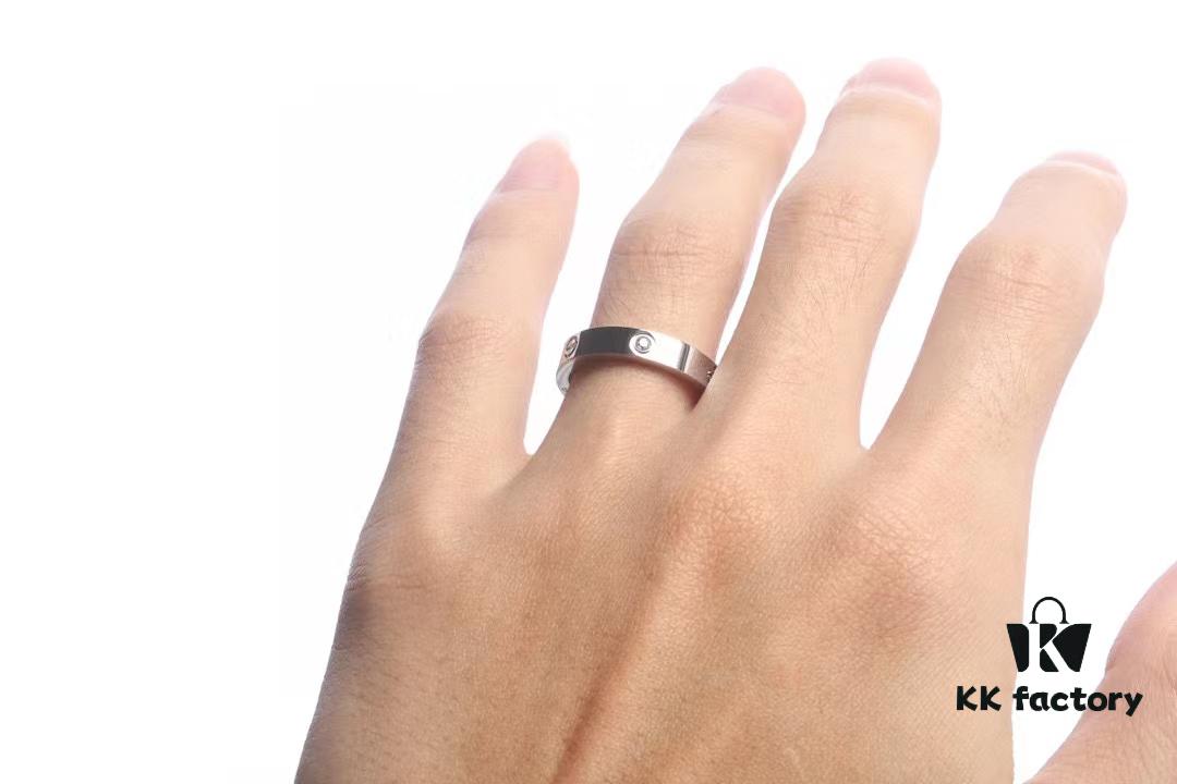 Cartier Screw Ring with Three Diamonds, CMC Craftsmanship, Simple and Stylish, Timeless Classic Design