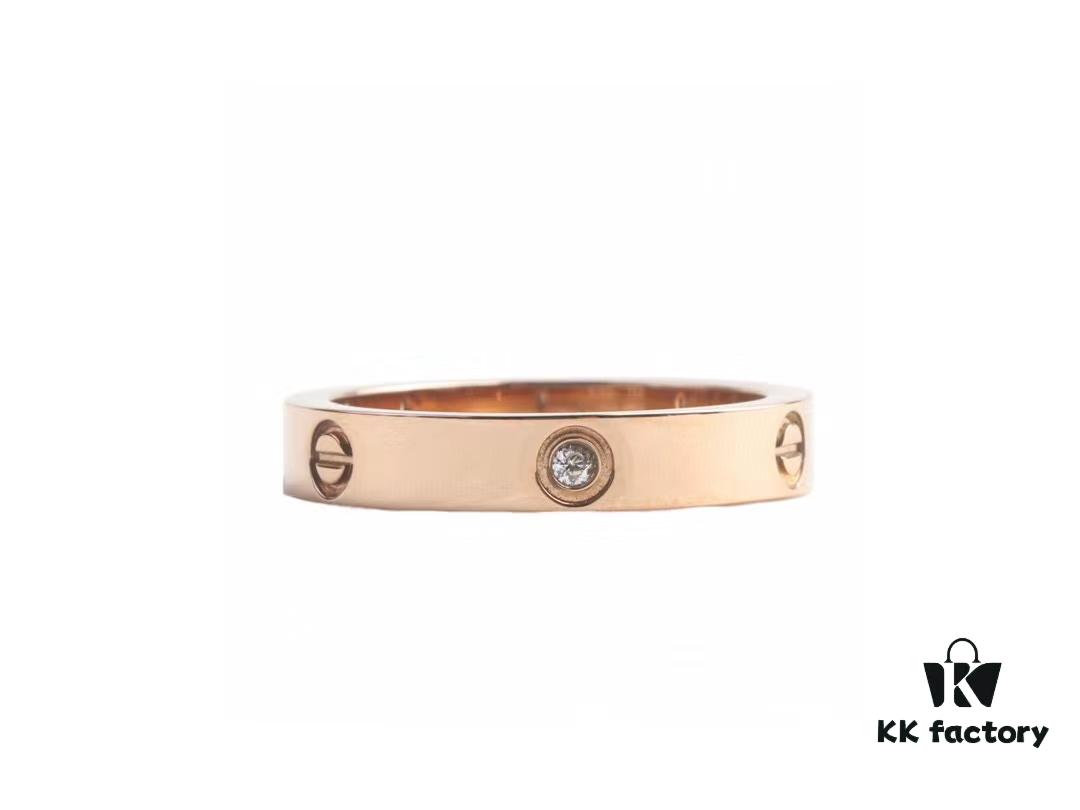 Cartier Screw Ring with Three Diamonds, CMC Craftsmanship, Simple and Fashionable, Classic Design Never Goes Out of Style