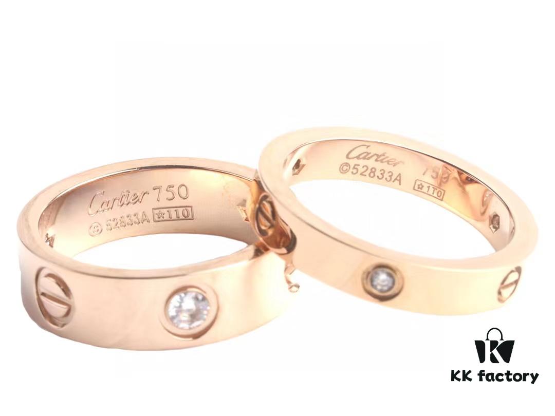 Cartier Screw Ring with Three Diamonds, CMC Craftsmanship, Simple and Fashionable, Classic Design Never Goes Out of Style