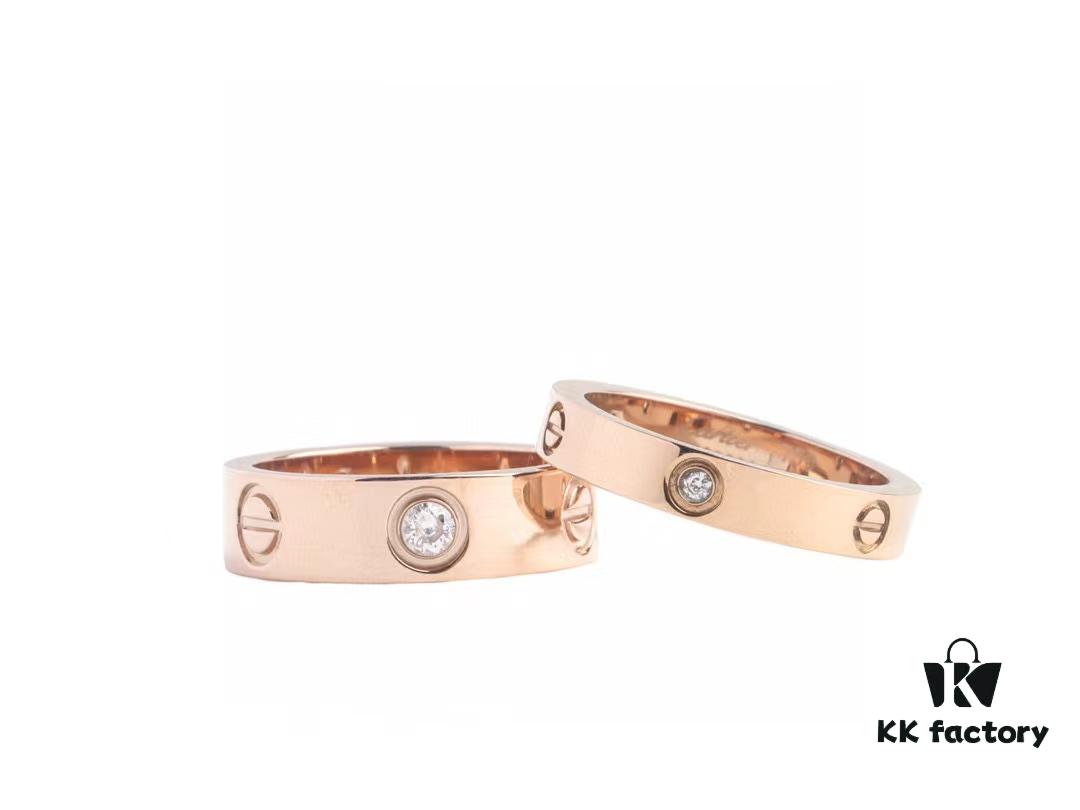 Cartier Screw Ring with Three Diamonds, CMC Craftsmanship, Simple and Fashionable, Classic Design Never Goes Out of Style