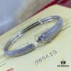 New Arrival V Gold Plated with Mimi Gold CNC Hand-Set Diamond Cartier Style Slim Half-Pave Panther Bracelet, Size 16.17