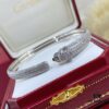 New Arrival V Gold Plated with Mimi Gold CNC Hand-Set Diamond Cartier Style Slim Half-Pave Panther Bracelet, Size 16.17