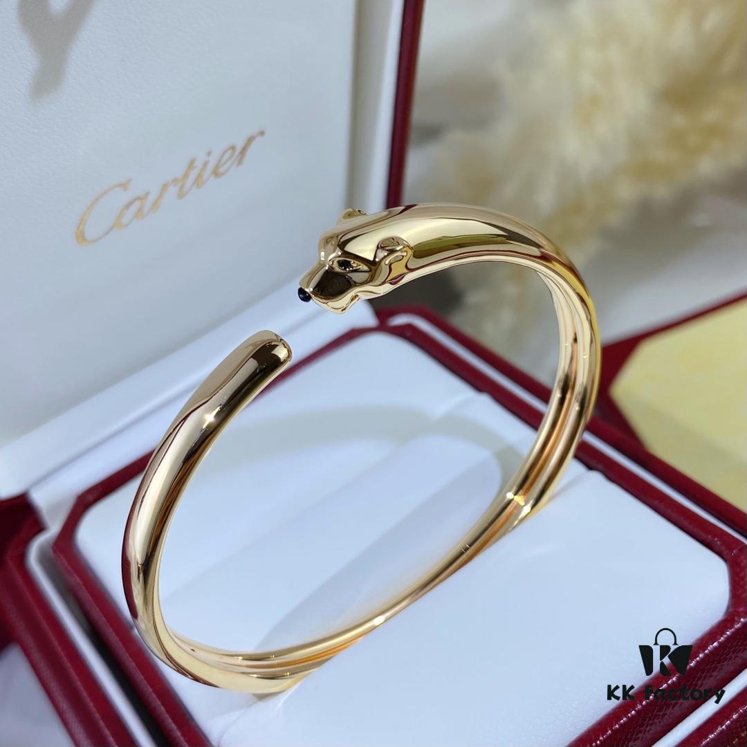 New Arrival V Gold Plated 18K Mimetic Gold CNC Hand-Set Diamond Cartier Thin Smooth Leopard Bangle, Ultra Thick and Imposing Leopard Design, Unisex Couple Bracelet