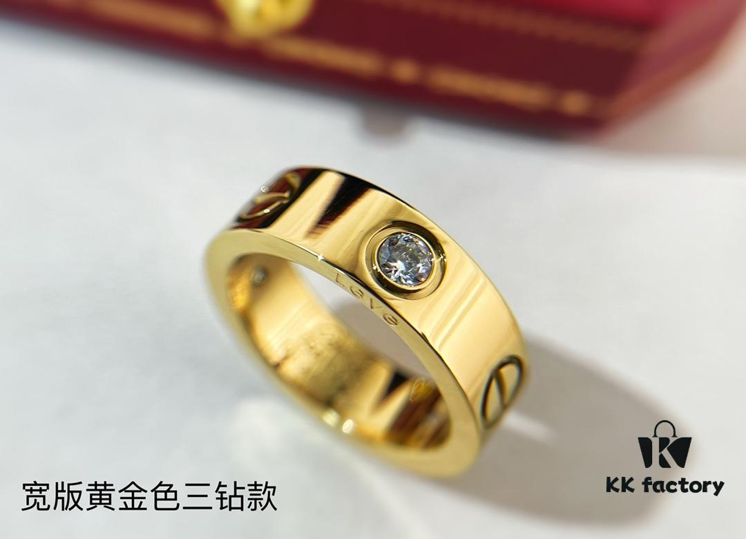 Available in three colors: gold, rose gold, and silver; with or without diamonds, wide or narrow style; sizes 5 through 11